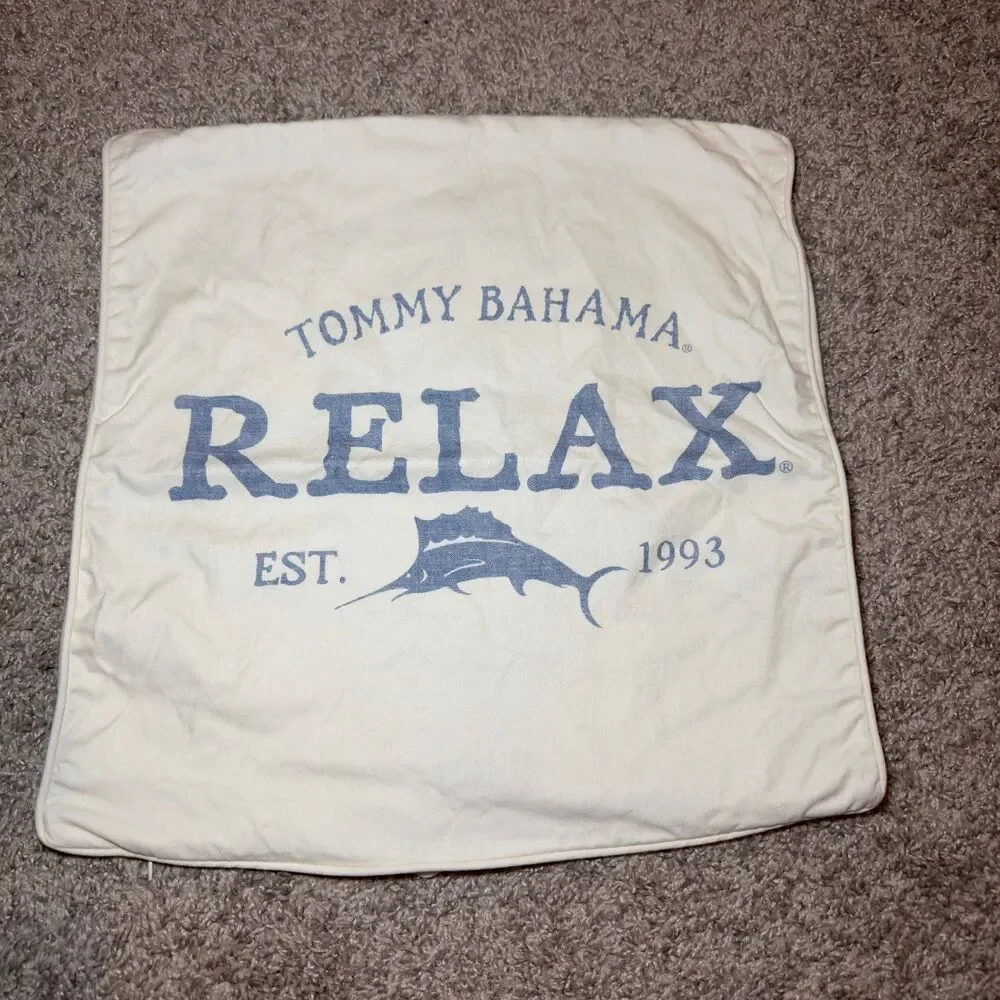 Tommy Bahama Relax Throw Pillow Blue White Swordfish Nautical Indoor Outdoor